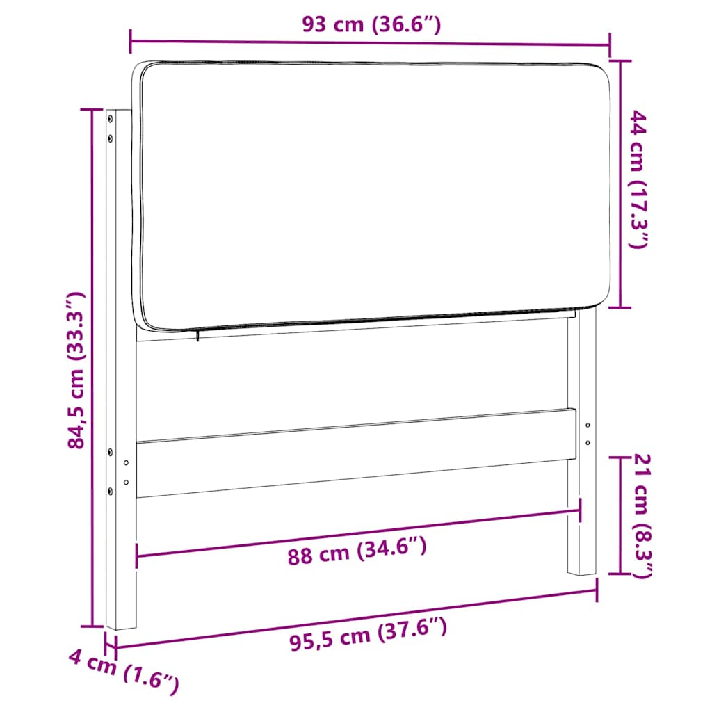 Tapecirani uzglavlje s uzglavljem Bijela i svijetlo siva 90 cm