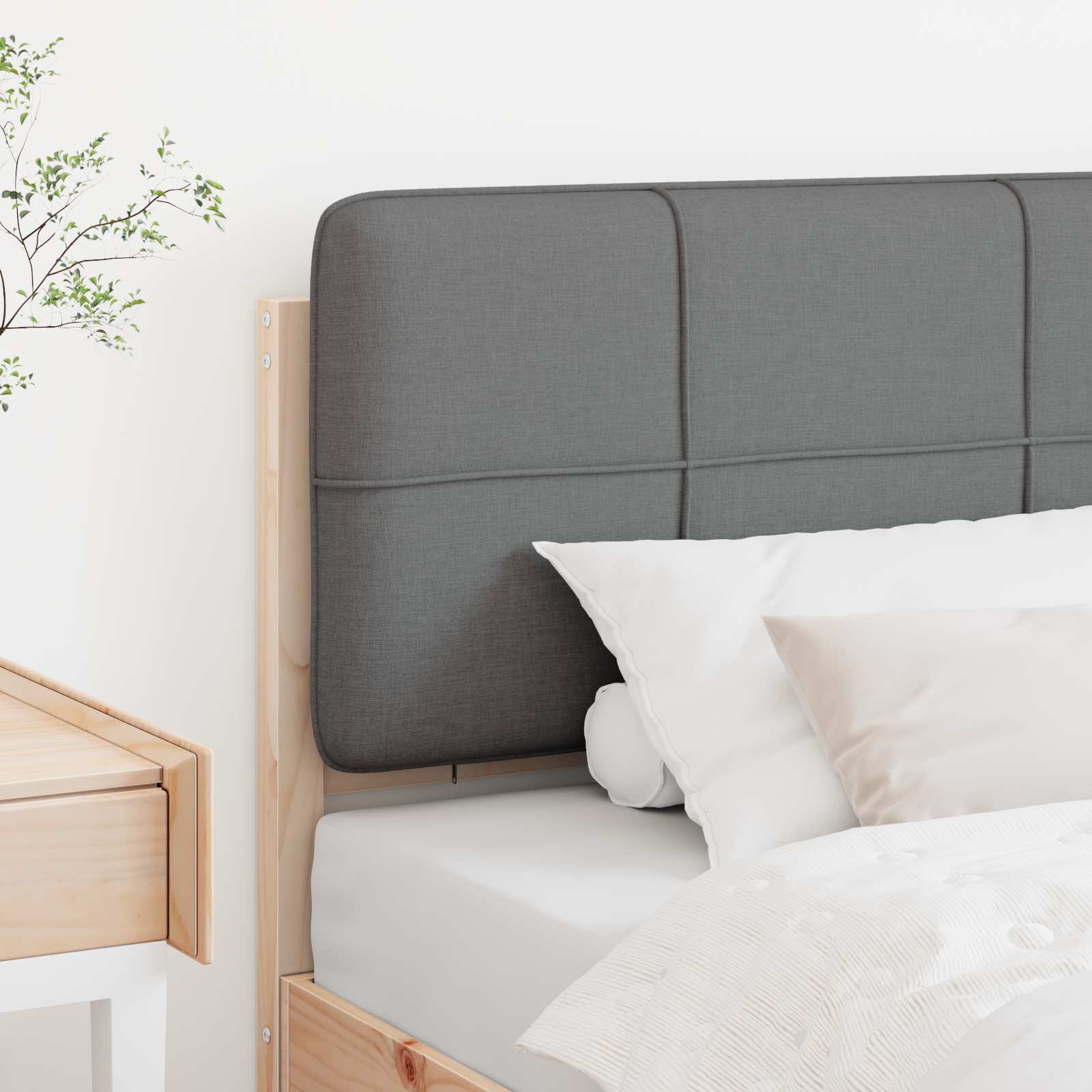 Tapecirani uzglavlje s uzglavljem Smeđa i svijetlosiva 90 cm