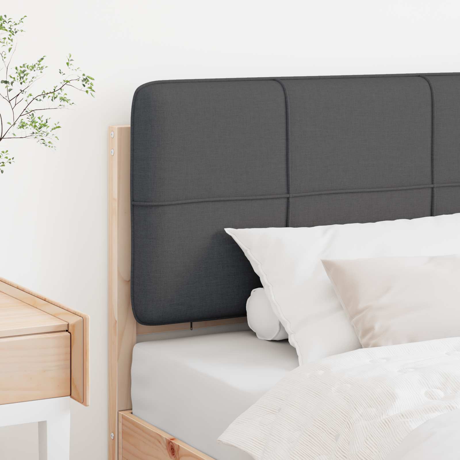 Tapecirani uzglavlje s uzglavljem Smeđa i tamno siva 90 cm