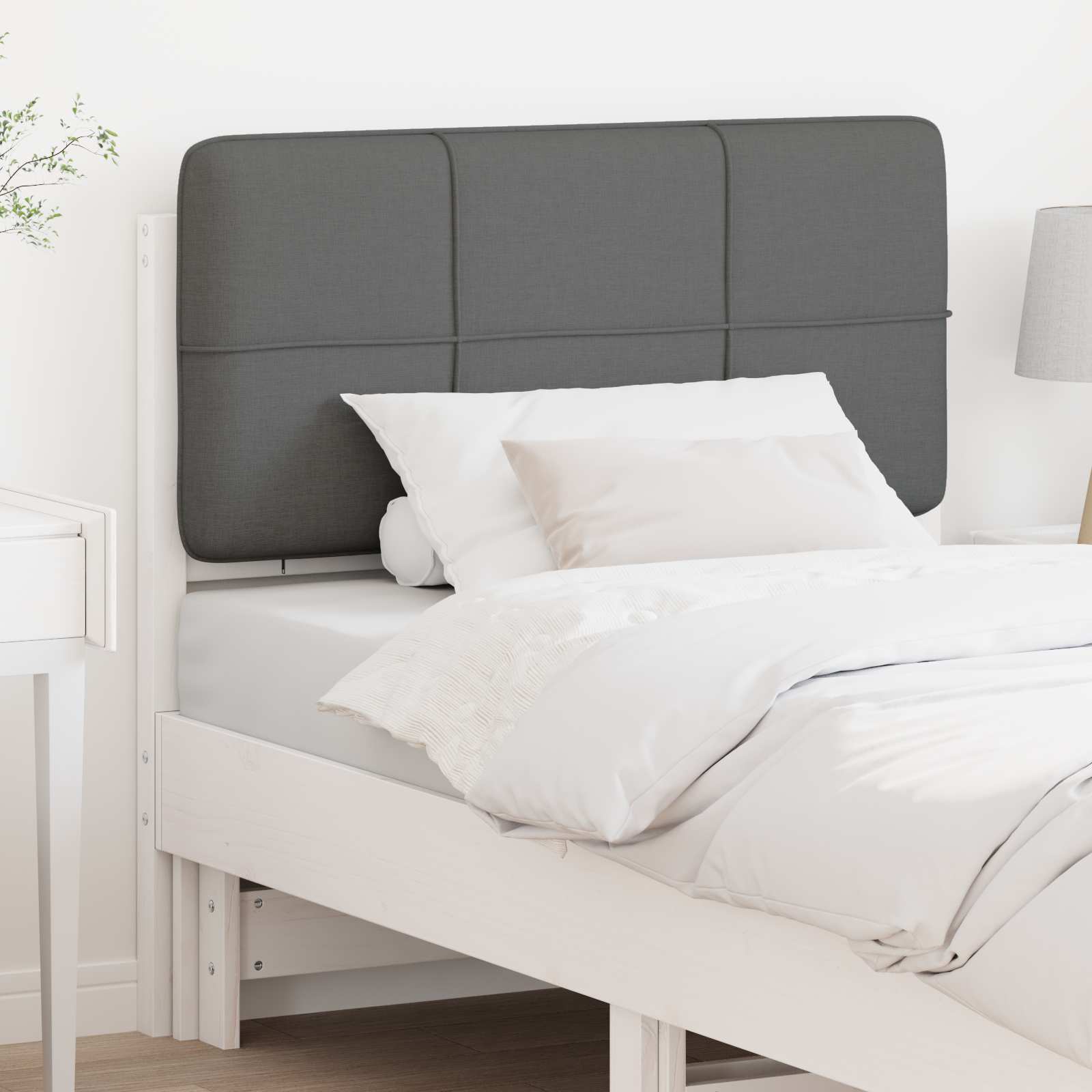Tapecirani uzglavlje s uzglavljem Bijela i svijetlo siva 90 cm