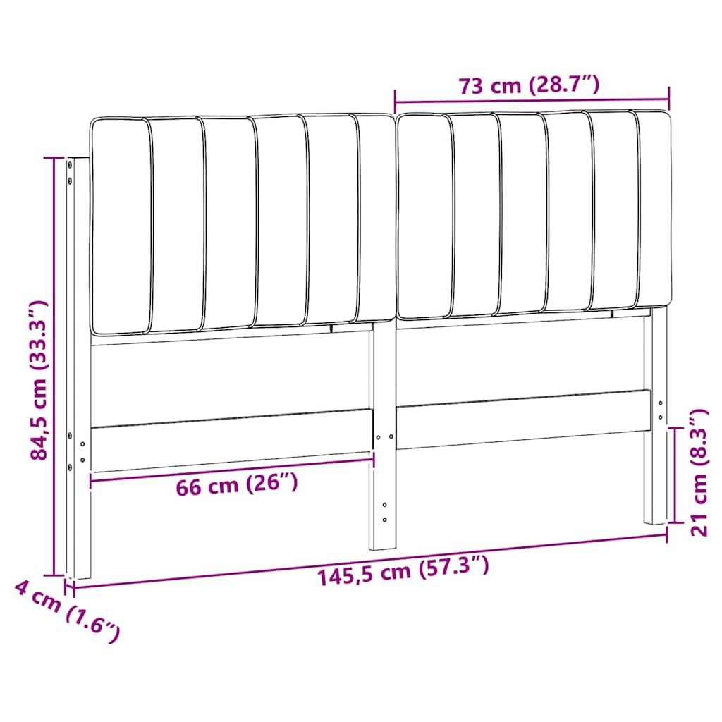 Tapecirani uzglavlje s uzglavljem Smeđa i svijetlosiva 140 cm
