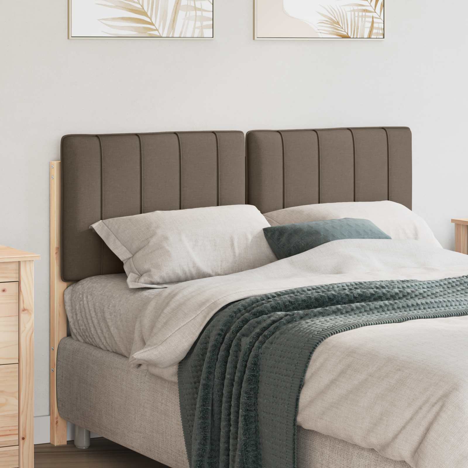 Tapecirani uzglavlje Smeđa i taupe 120 cm Čvrsto borovo drvo