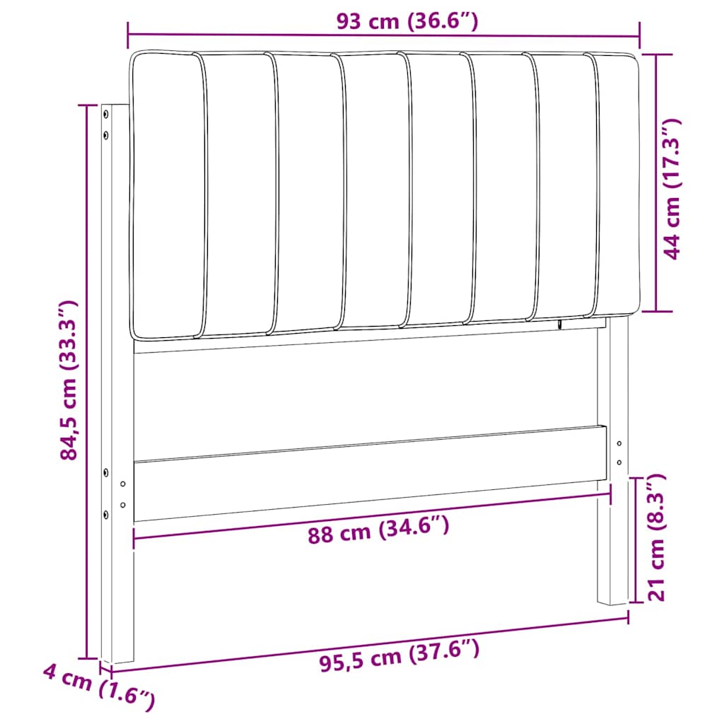 Tapecirani uzglavlje s uzglavljem Smeđa i svijetlosiva 90 cm