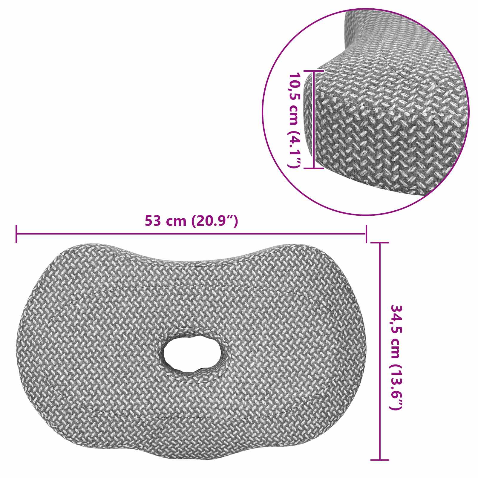 Jastučić za vrat Sivi 53 x 34,5 x 10,5 cm Pjena za pamćenje