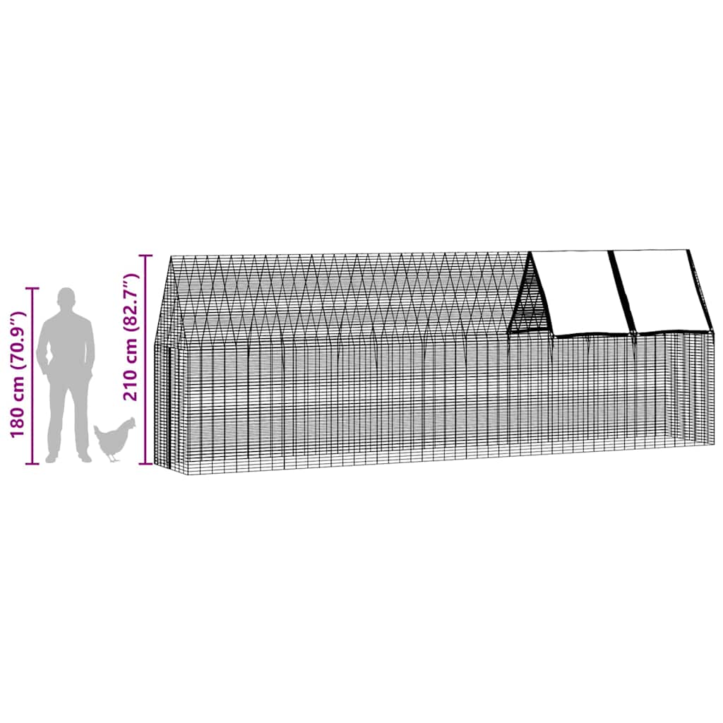 Kavez za piliće 2 pcs Srebrno 600 x 100 x 210 cm Cinkani čelik
