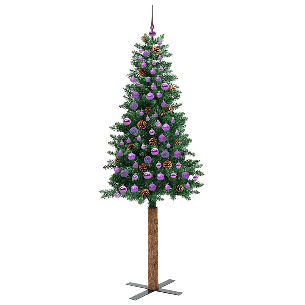 Mršavo božićno drvce Zelena 210 cm PVC i čvrsto drvo bora