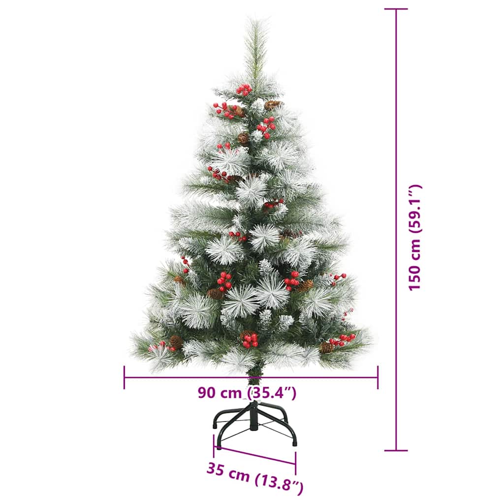 Umjetno božićno drvce S LED lampica Zelena i bijela 150 cm