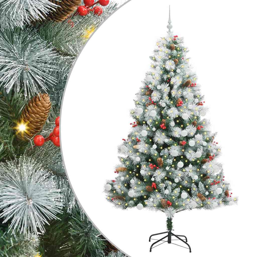 Umjetno božićno drvce S LED lampica Zelena i bijela 210 cm