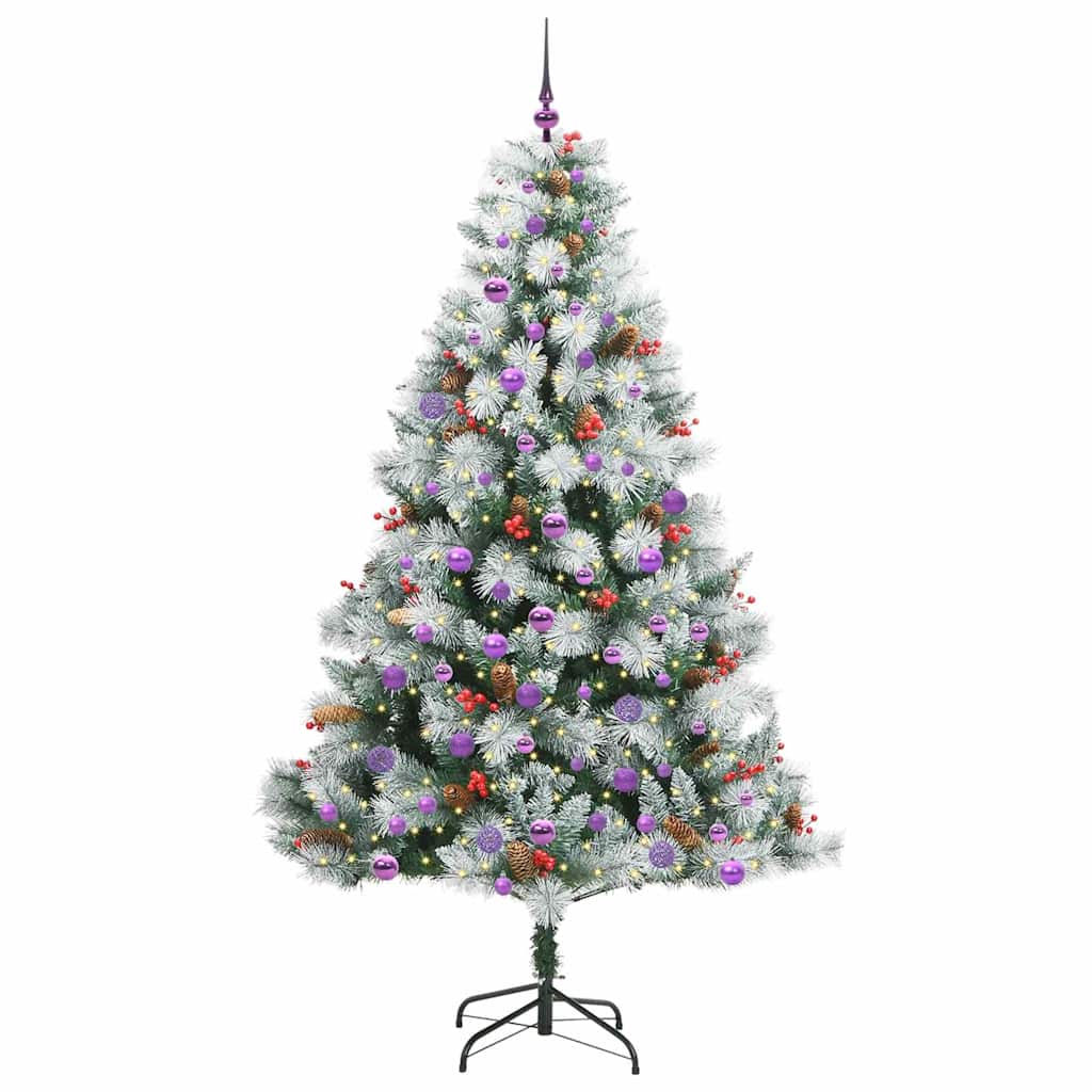 Umjetno božićno drvce S LED lampica Zelena i bijela 210 cm