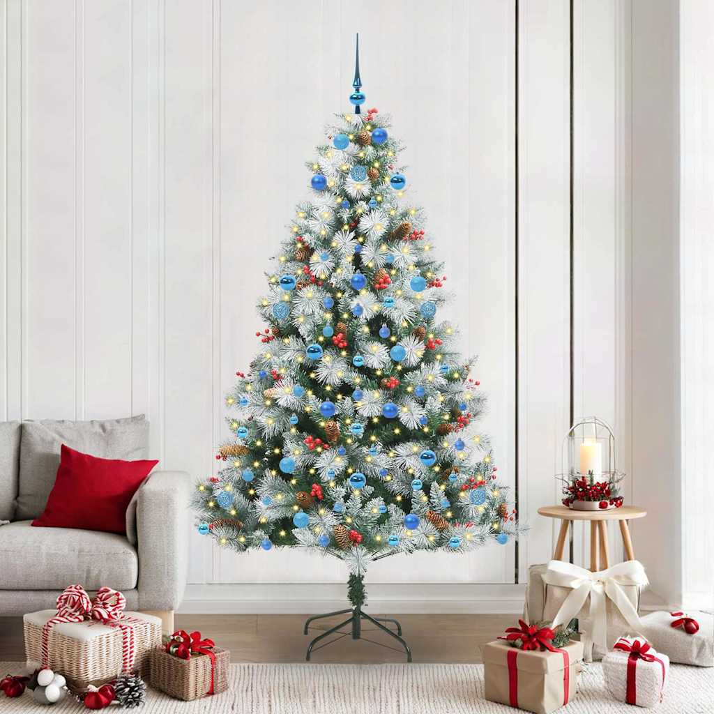 Umjetno božićno drvce S LED lampica Zelena i bijela 210 cm