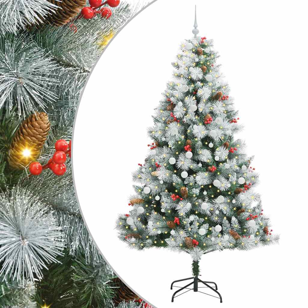 Umjetno božićno drvce s LED trakama Zelena i bijela 240 cm
