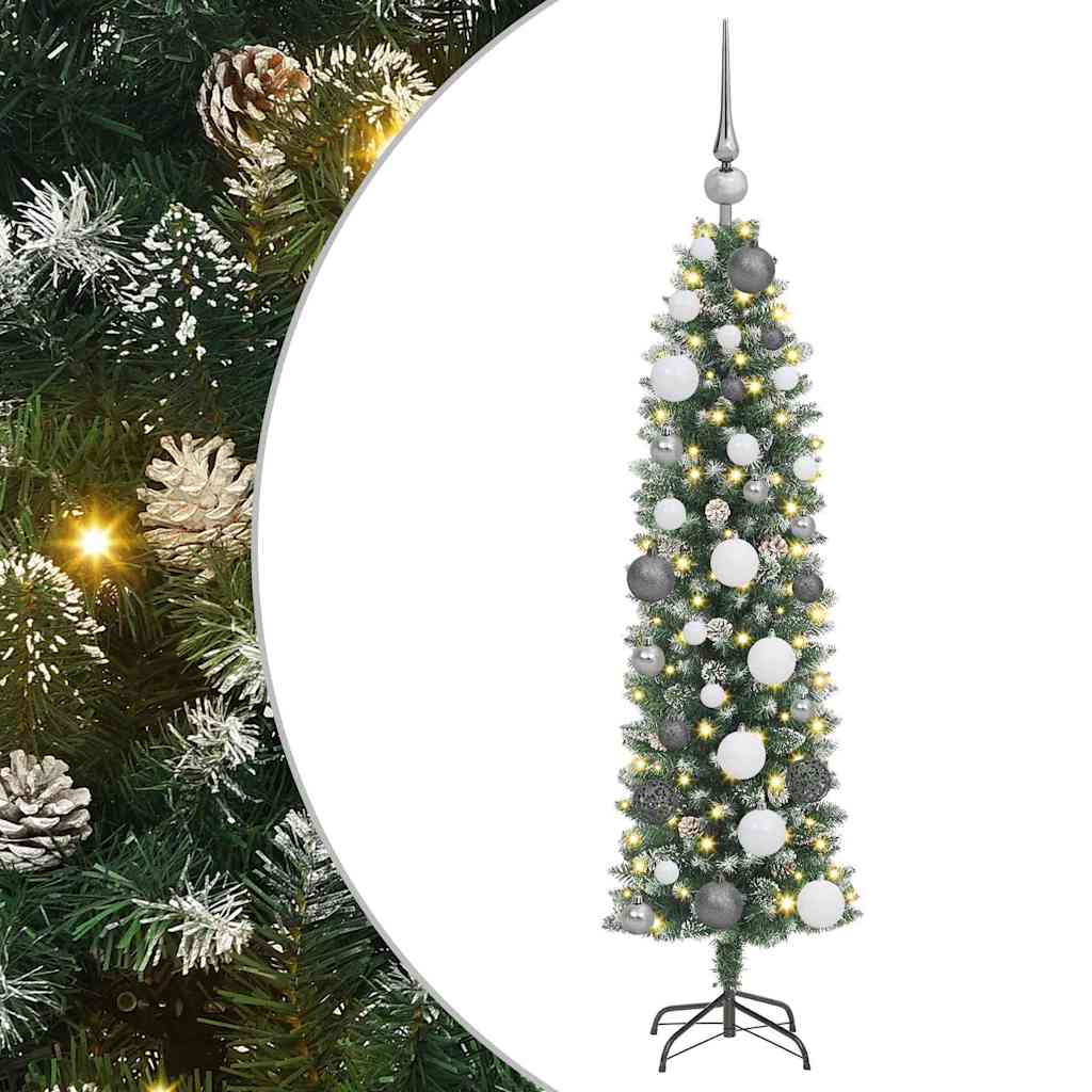 Umjetno vitko božićno drvce s stalakom Zelena i bijela 120 cm