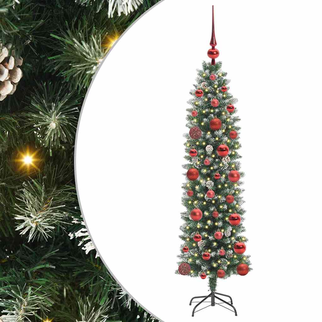 Umjetno vitko božićno drvce Zelena i bijela 120 cm
