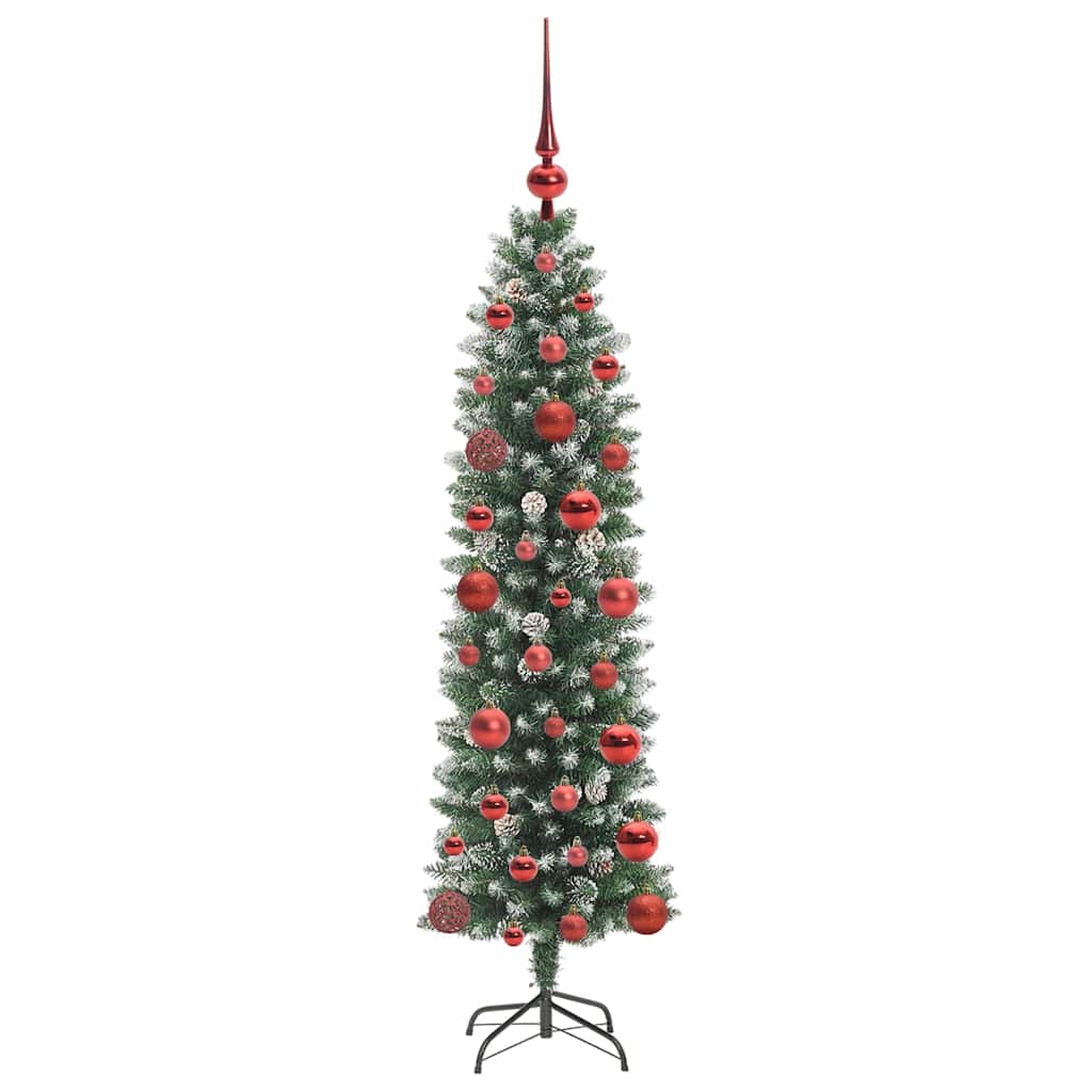 Umjetno vitko božićno drvce s stalakom Zelena i bijela 120 cm