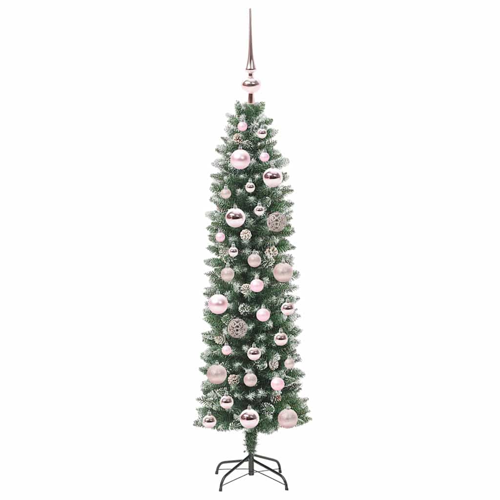 Umjetno vitko božićno drvce s stalakom Zelena i bijela 120 cm