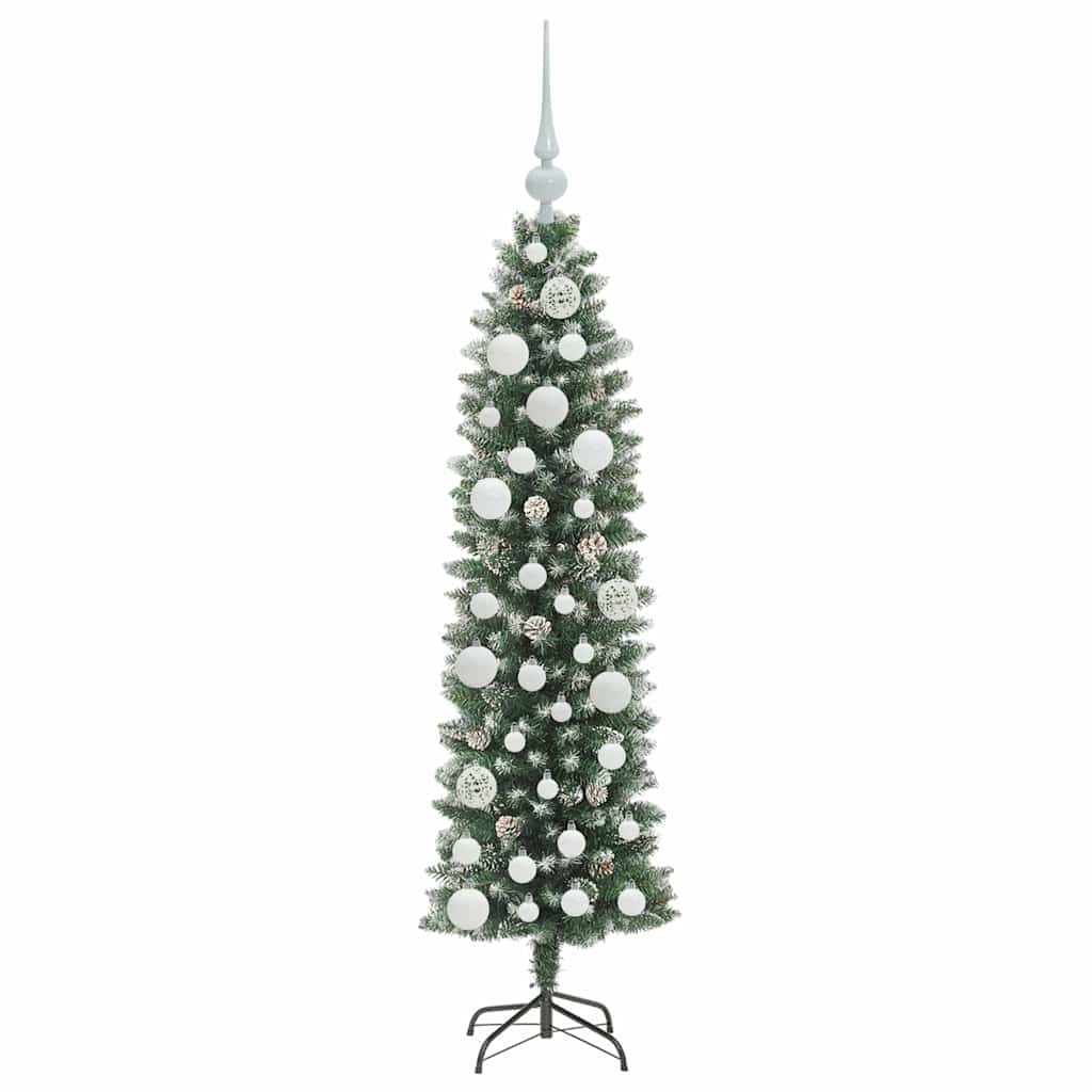 Umjetno vitko božićno drvce s stalakom Zelena i bijela 120 cm