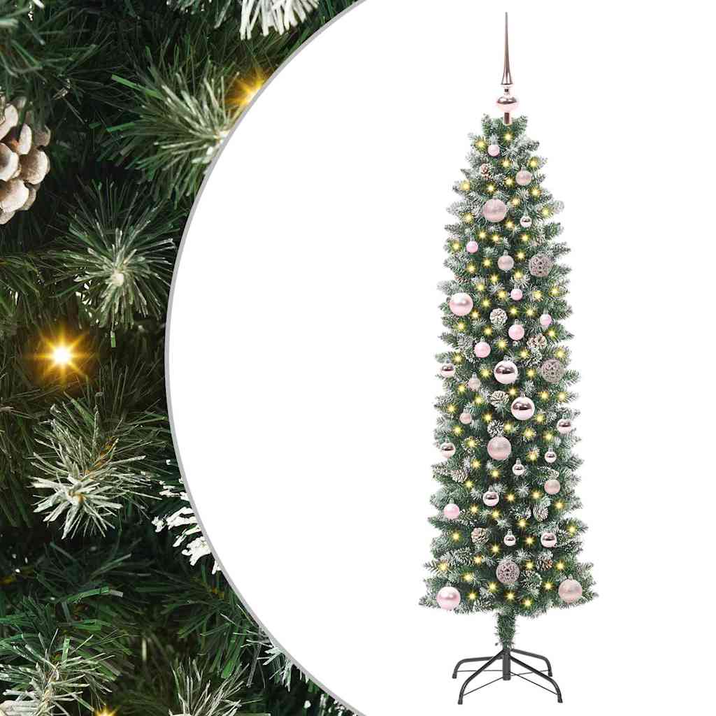 Umjetno vitko božićno drvce Zelena i bijela 150 cm