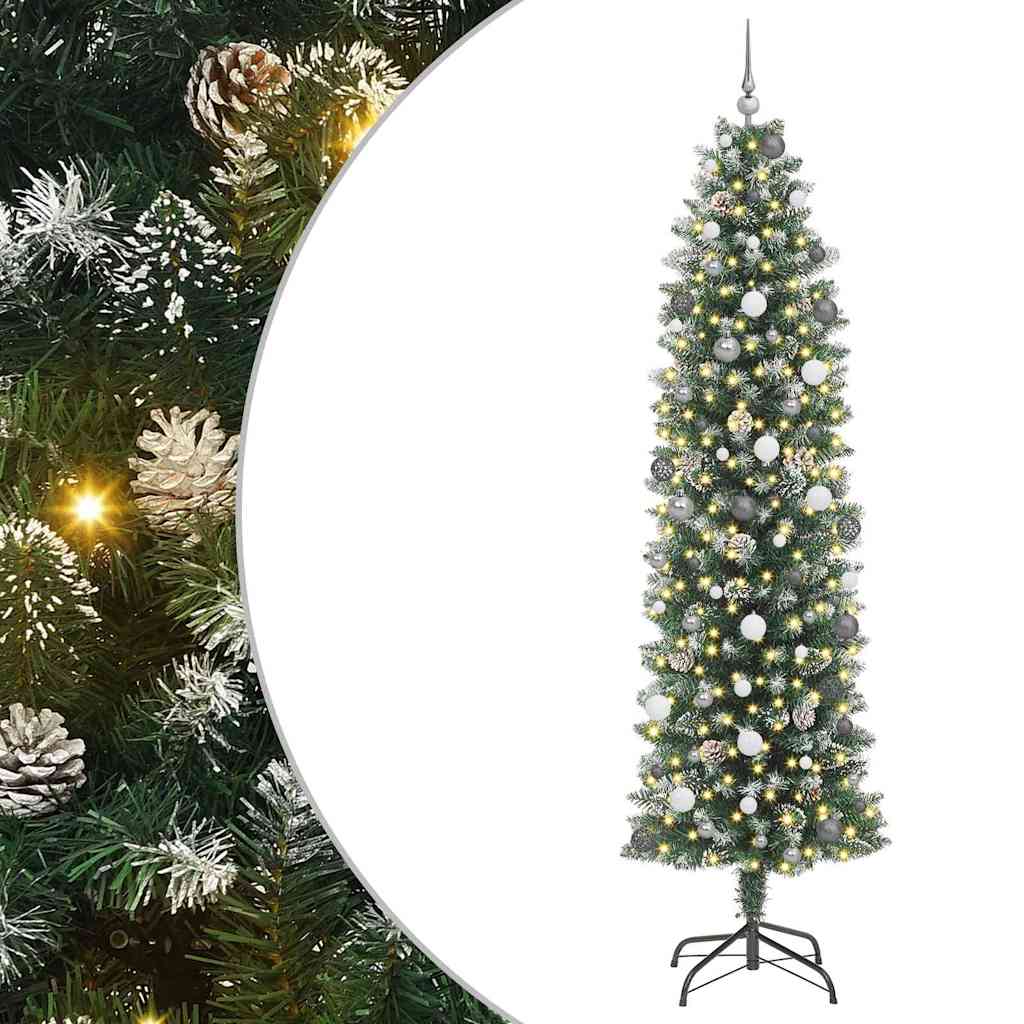 Umjetno vitko božićno drvce Zelena i bijela 240 cm