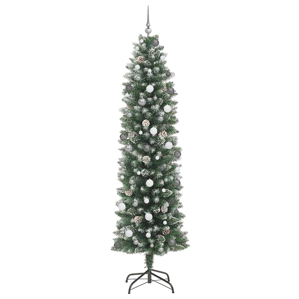 Umjetno vitko božićno drvce Zelena i bijela 240 cm
