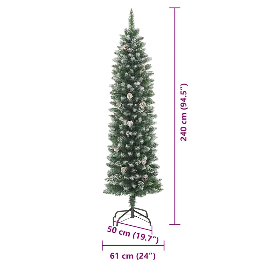 Umjetno vitko božićno drvce Zelena i bijela 240 cm