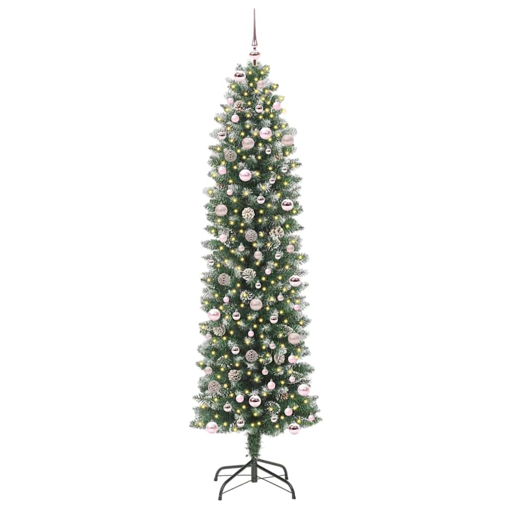 Umjetno vitko božićno drvce Zelena i bijela 240 cm