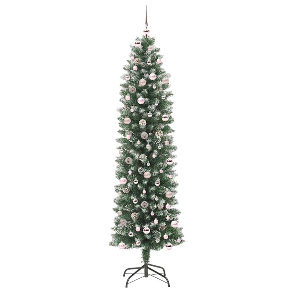 Umjetno vitko božićno drvce Zelena i bijela 240 cm