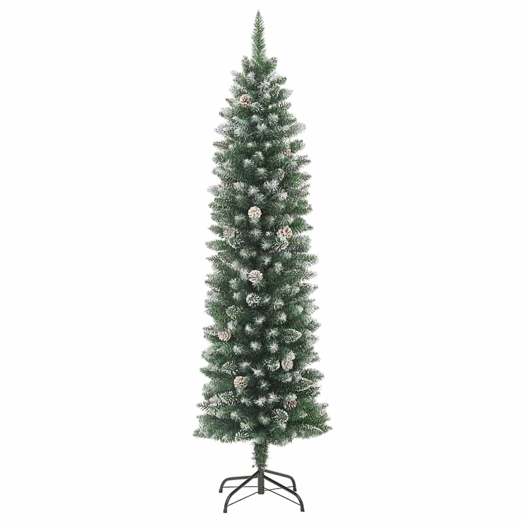 Umjetno vitko božićno drvce Zelena i bijela 240 cm
