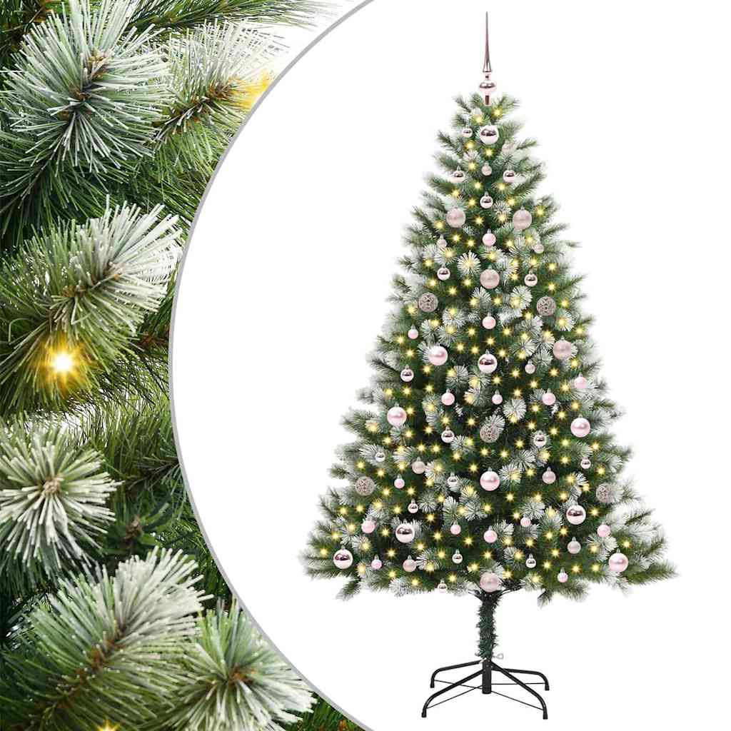 Umjetna jelka s pantenom i pahuljicama Zelena i bijela 180 cm