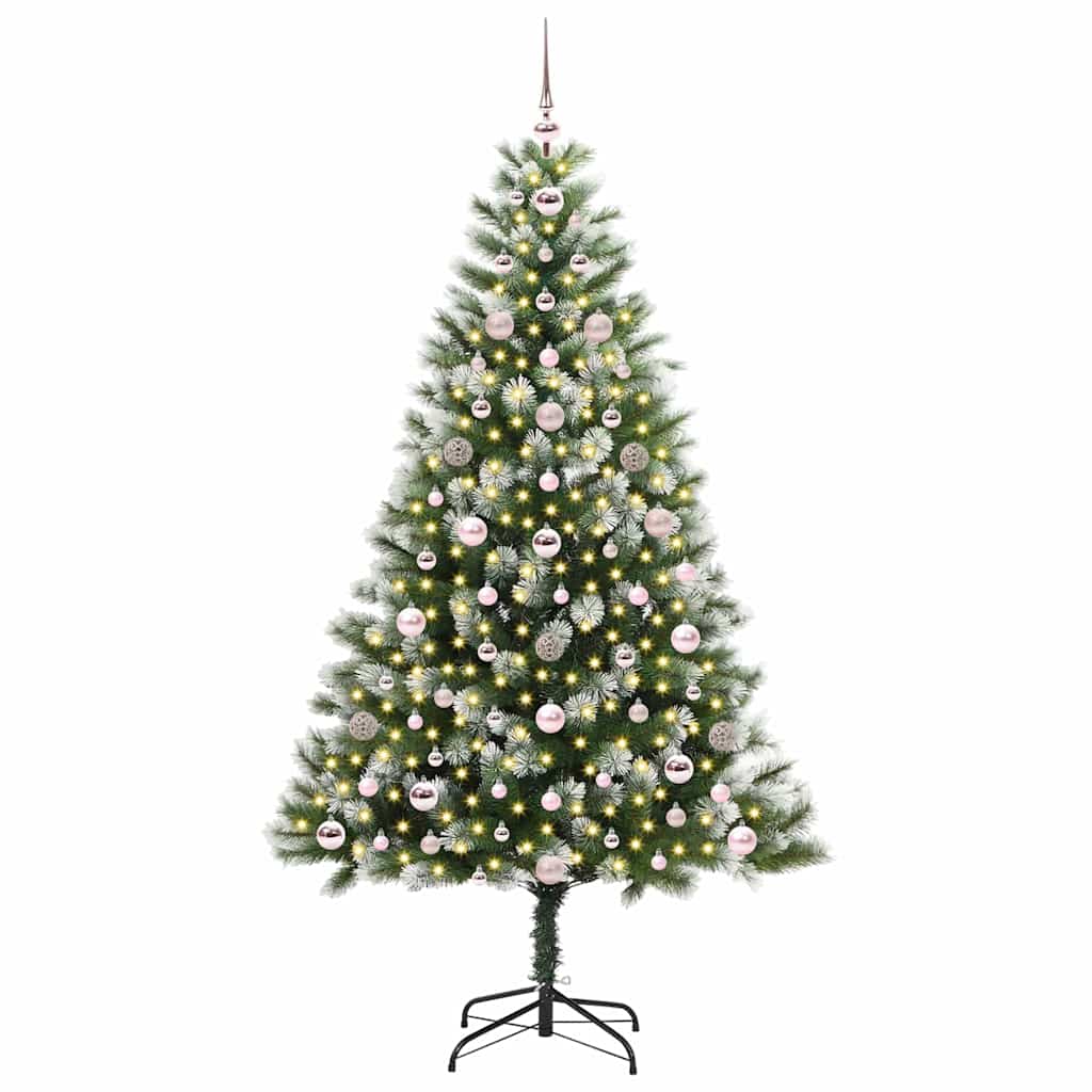 Umjetna jelka s pantenom i pahuljicama Zelena i bijela 180 cm