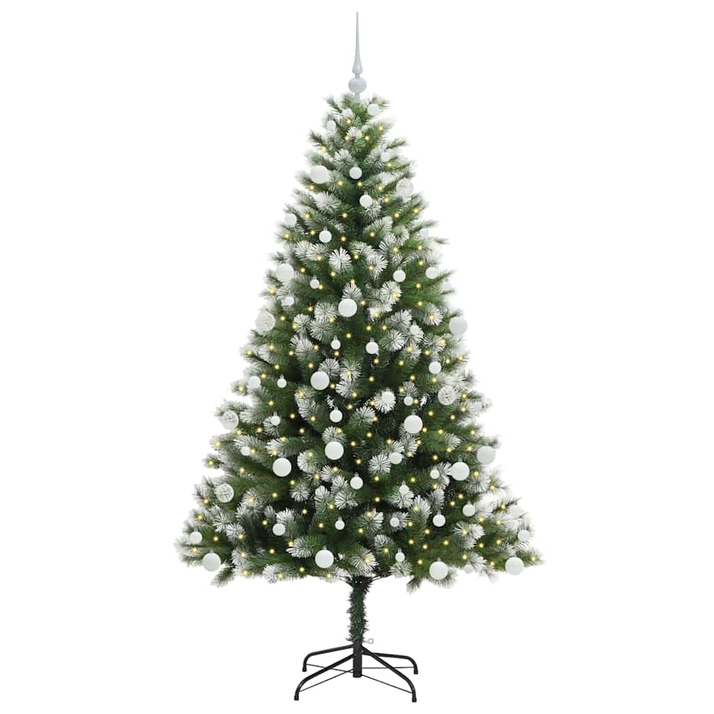Umjetna jelka s pantenom i pahuljicama Zelena i bijela 180 cm