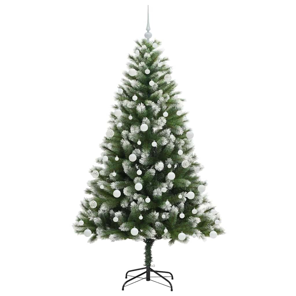 Umjetna jelka s pantenom i pahuljicama Zelena i bijela 180 cm