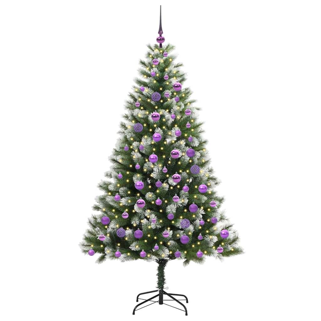 Umjetna jelka s pantenom i pahuljicama Zelena i bijela 180 cm