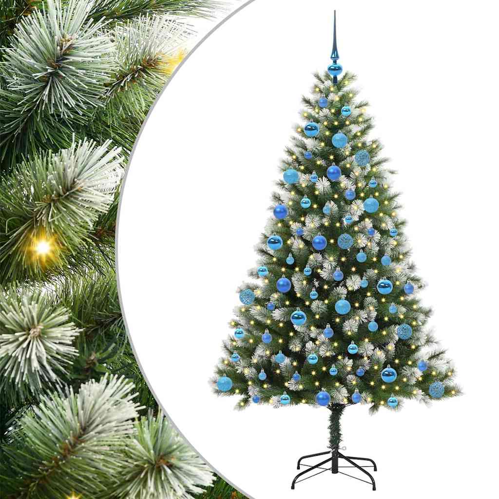 Umjetna jelka s pantenom i pahuljicama Zelena i bijela 180 cm