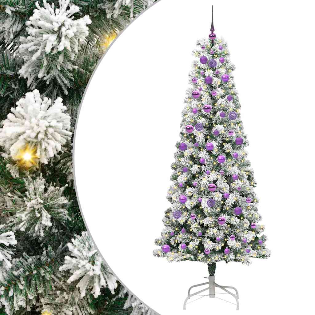 Umjetno božićno drvce s nogom s stalakom Zelena i bijela 210 cm