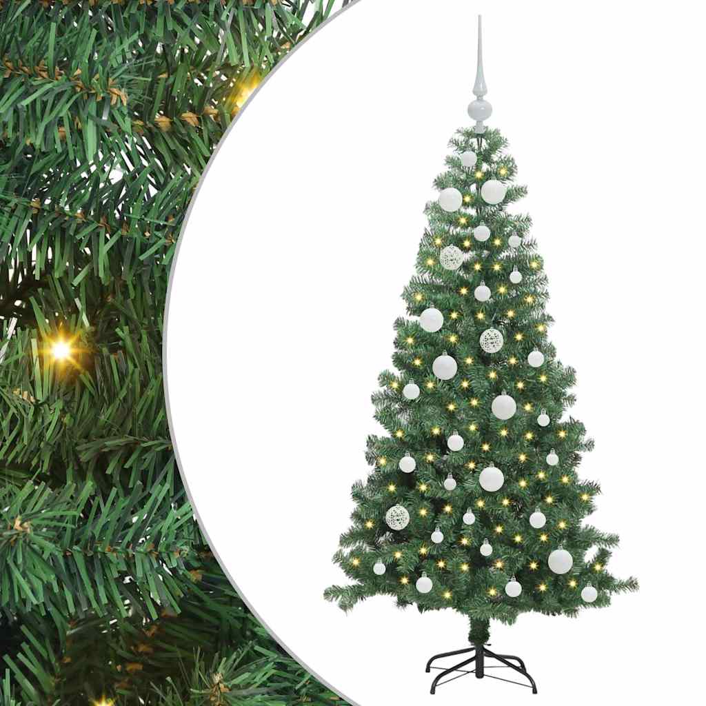 Božićno drvce s 150 LED svjetlima s stalakom Zelena 120 cm PVC