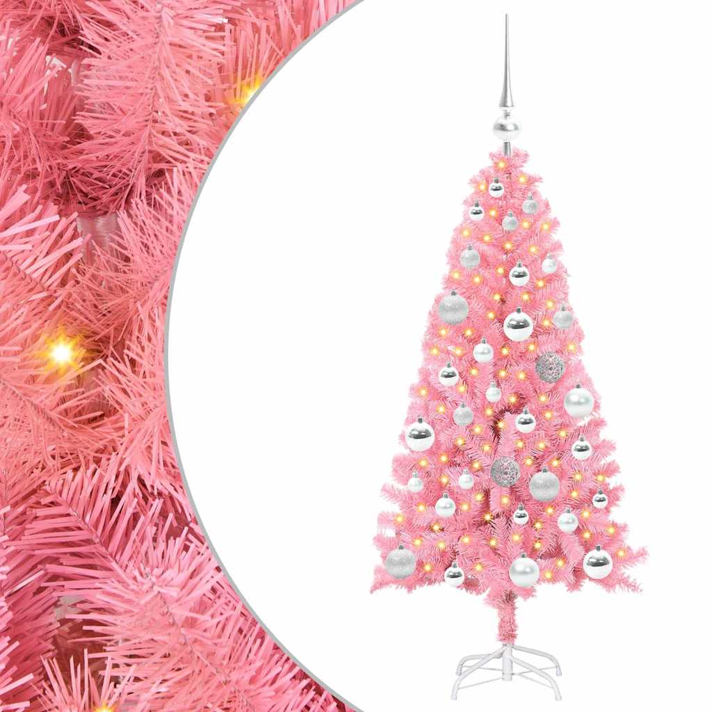 Božićno drvce s 150 LED svjetlima Ružičasta 120 cm PVC