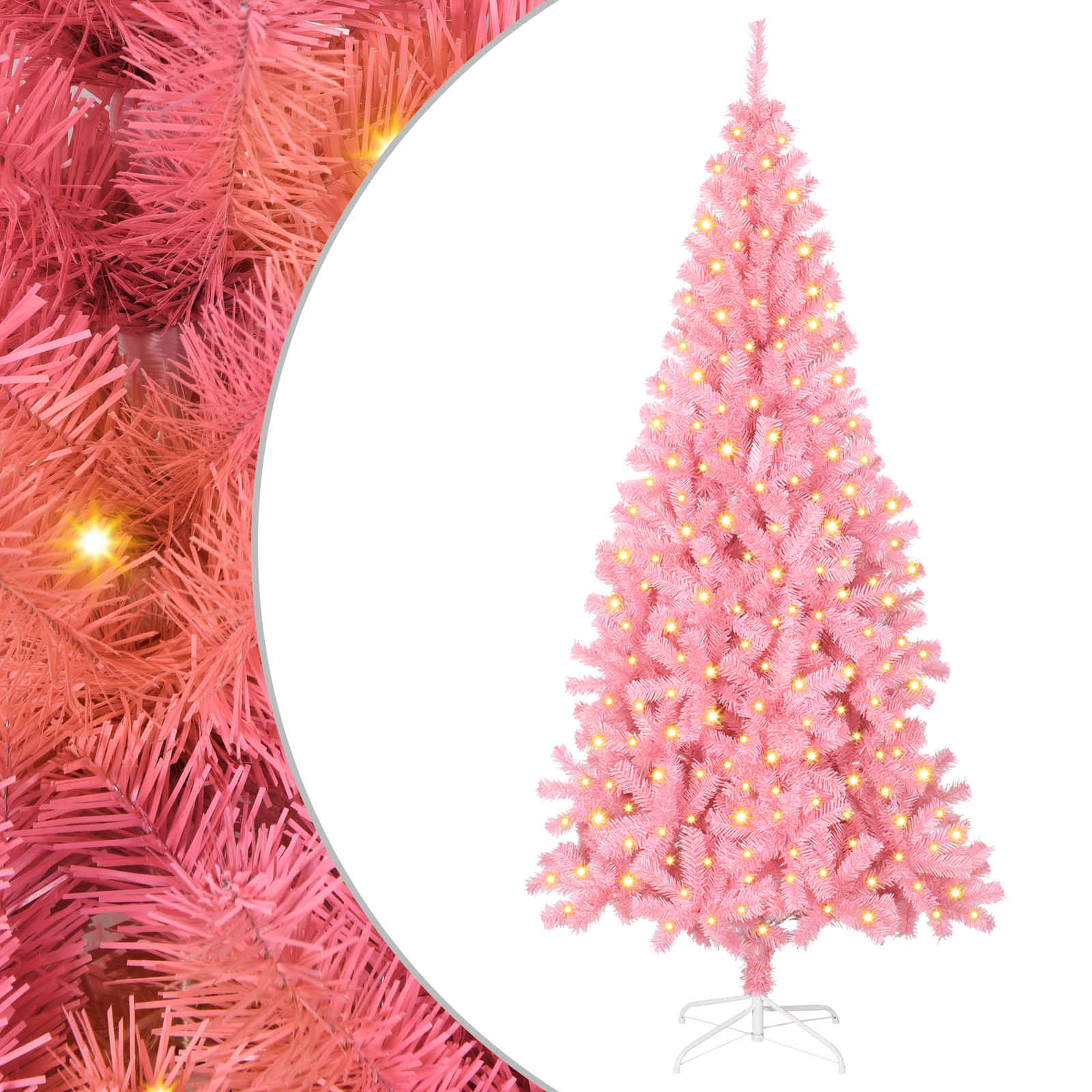 Božićno drvce s 300 LED svjetlima Ružičasta 180 cm PVC