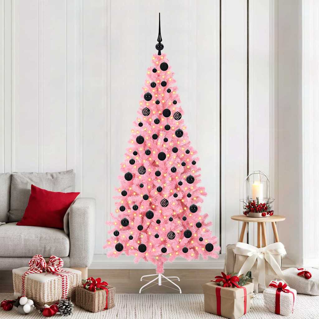 Božićno drvce s 300 LED svjetlima Ružičasta 180 cm PVC