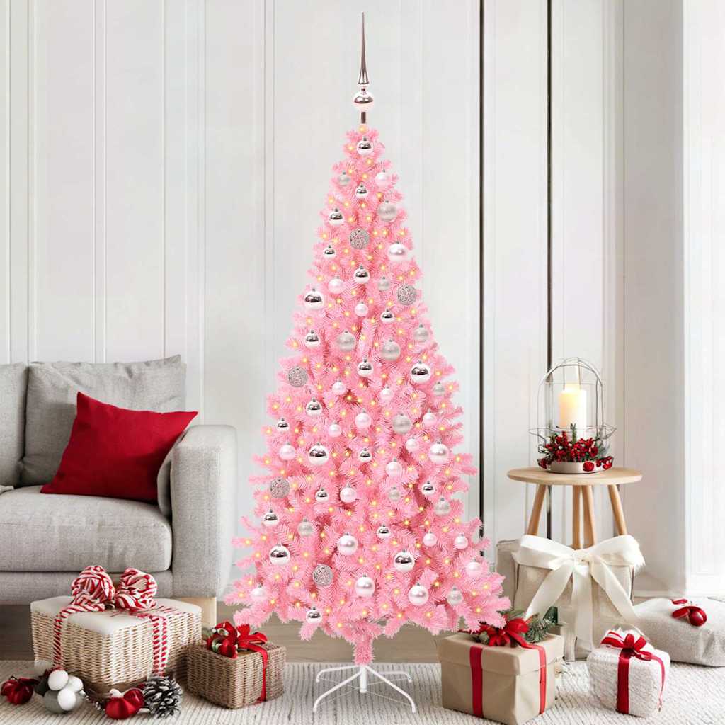 Božićno drvce s 300 LED svjetlima Ružičasta 180 cm PVC
