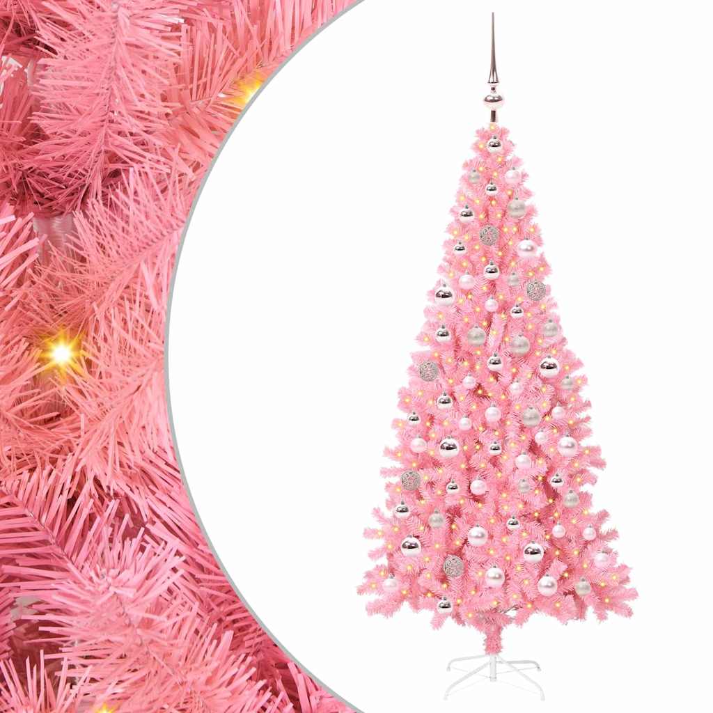 Božićno drvce s 300 LED svjetlima Ružičasta 180 cm PVC
