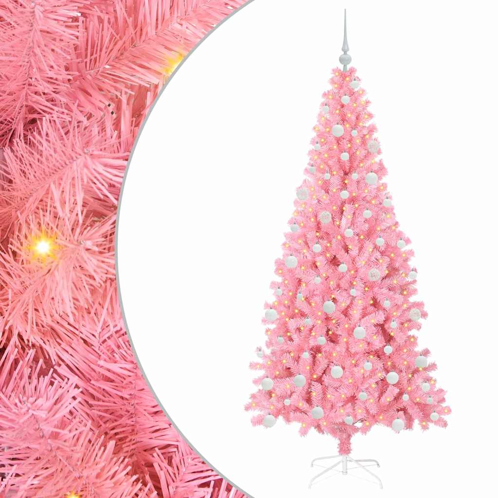 Božićno drvce s 300 LED svjetlima Ružičasta 180 cm PVC