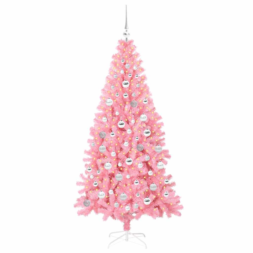 Božićno drvce s 300 LED svjetlima Ružičasta 180 cm PVC