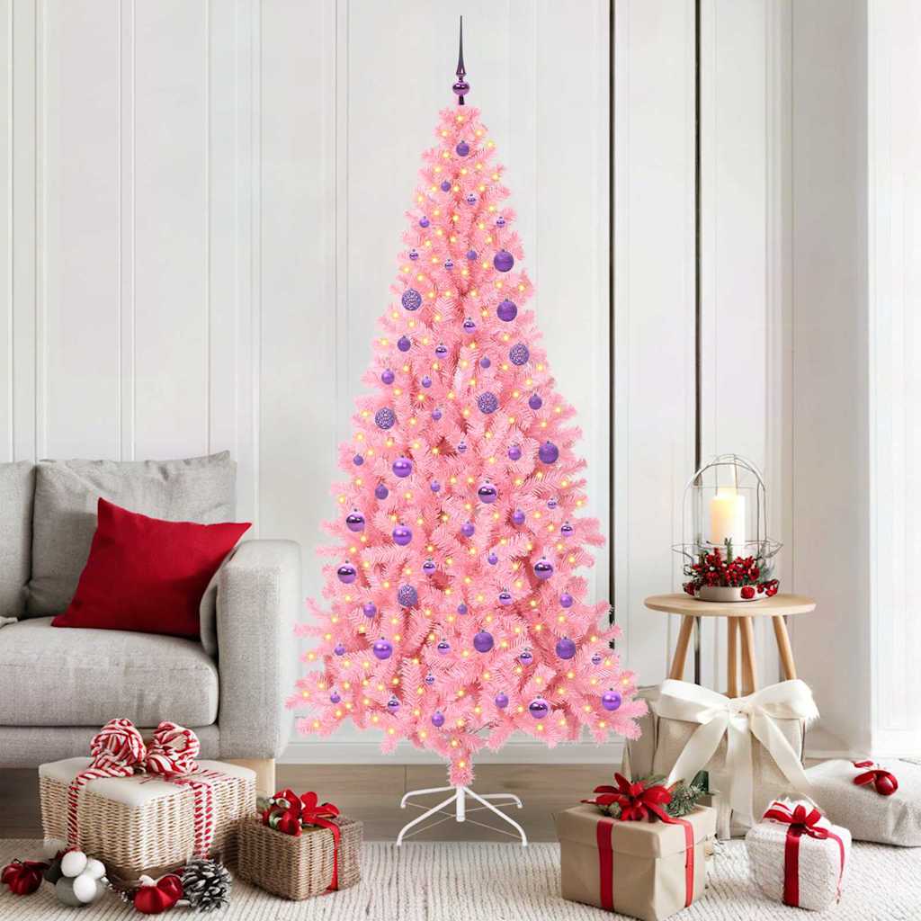 Božićno drvce s 300 LED svjetlima Ružičasta 180 cm PVC