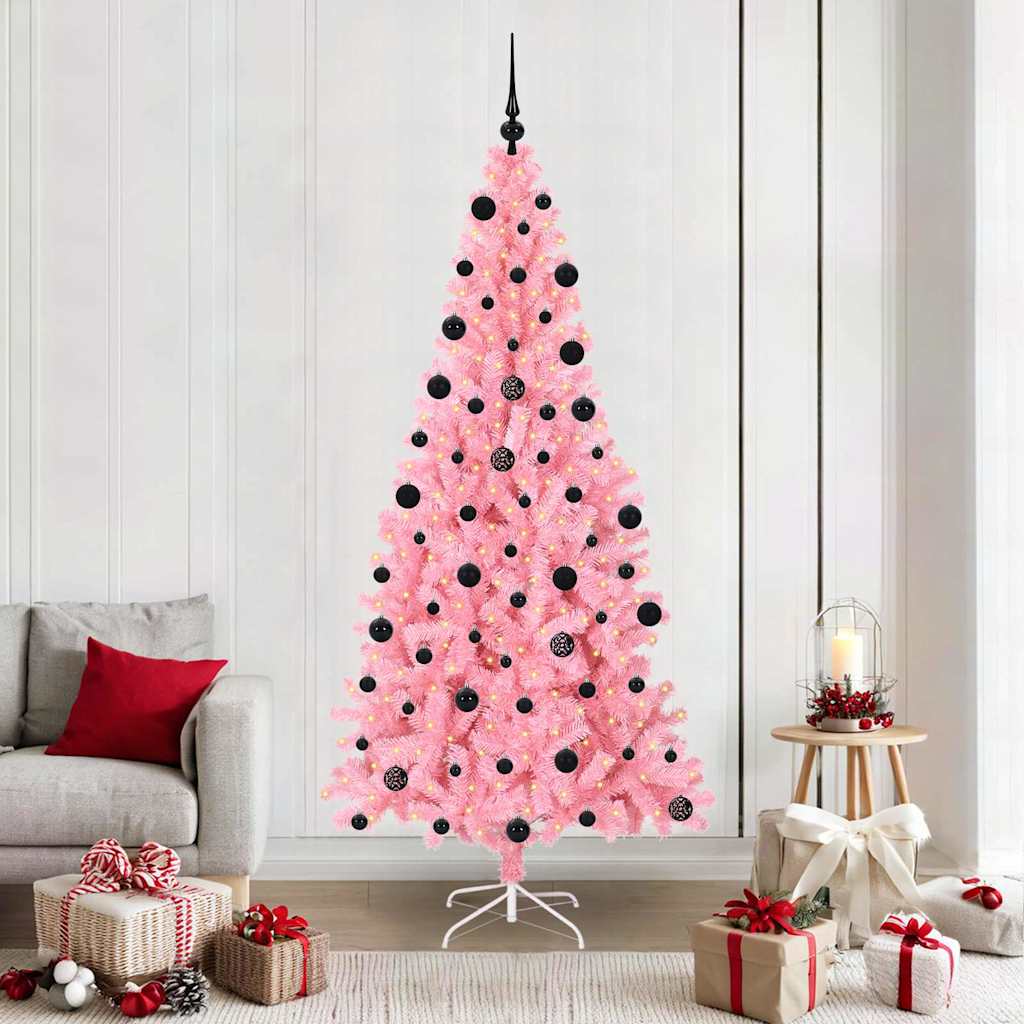 Božićno drvce s 300 LED svjetlima Ružičasta 210 cm PVC