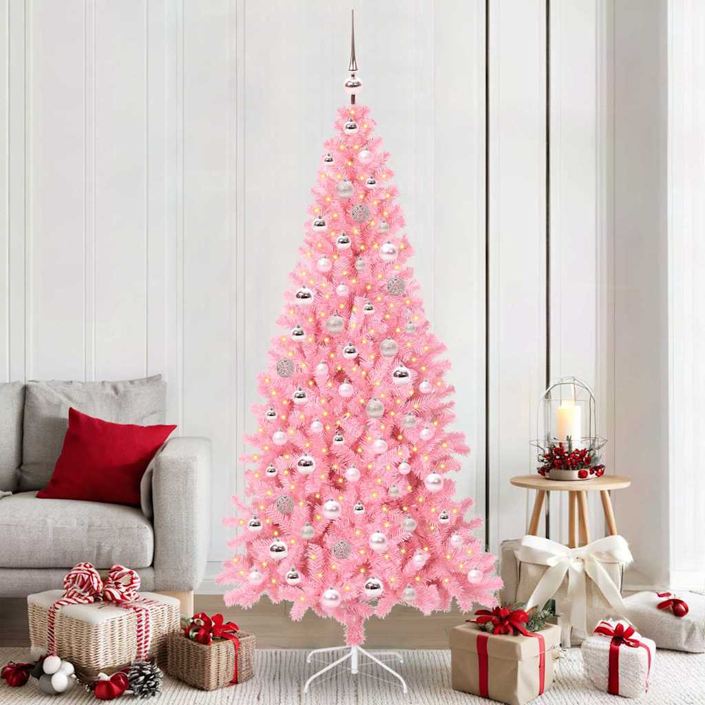 Božićno drvce s 300 LED svjetlima Ružičasta 210 cm PVC