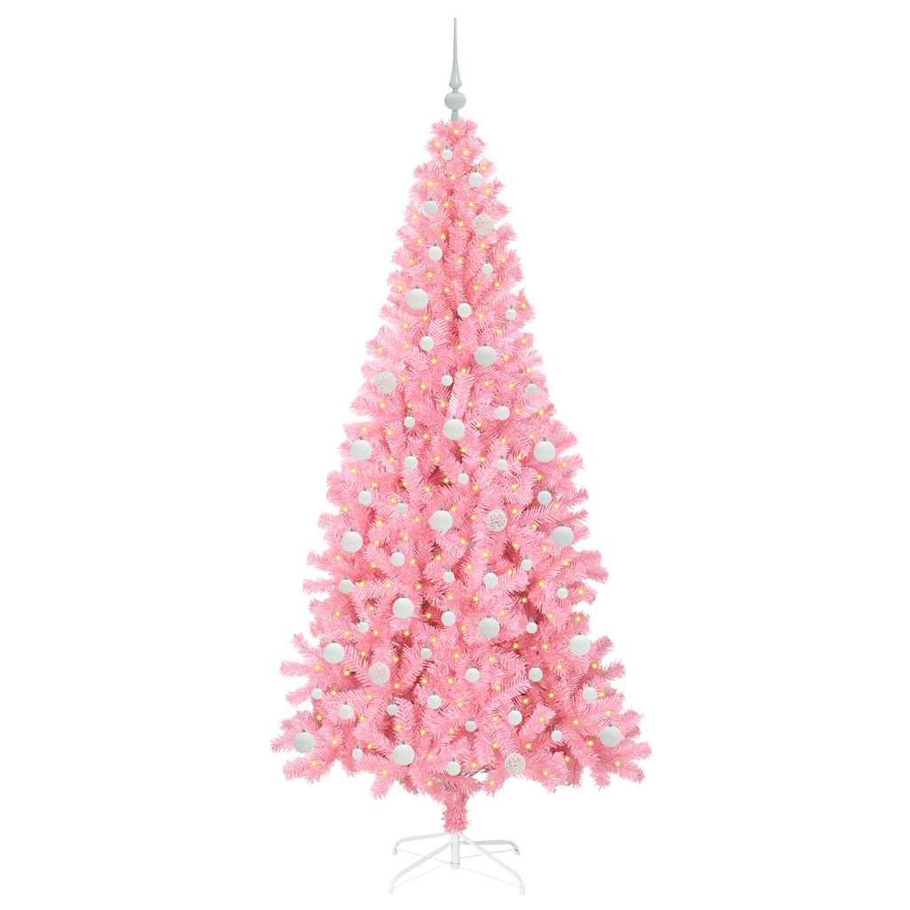 Božićno drvce s 300 LED svjetlima Ružičasta 210 cm PVC