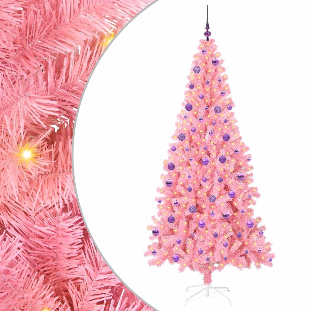 Božićno drvce s 300 LED svjetlima Ružičasta 210 cm PVC