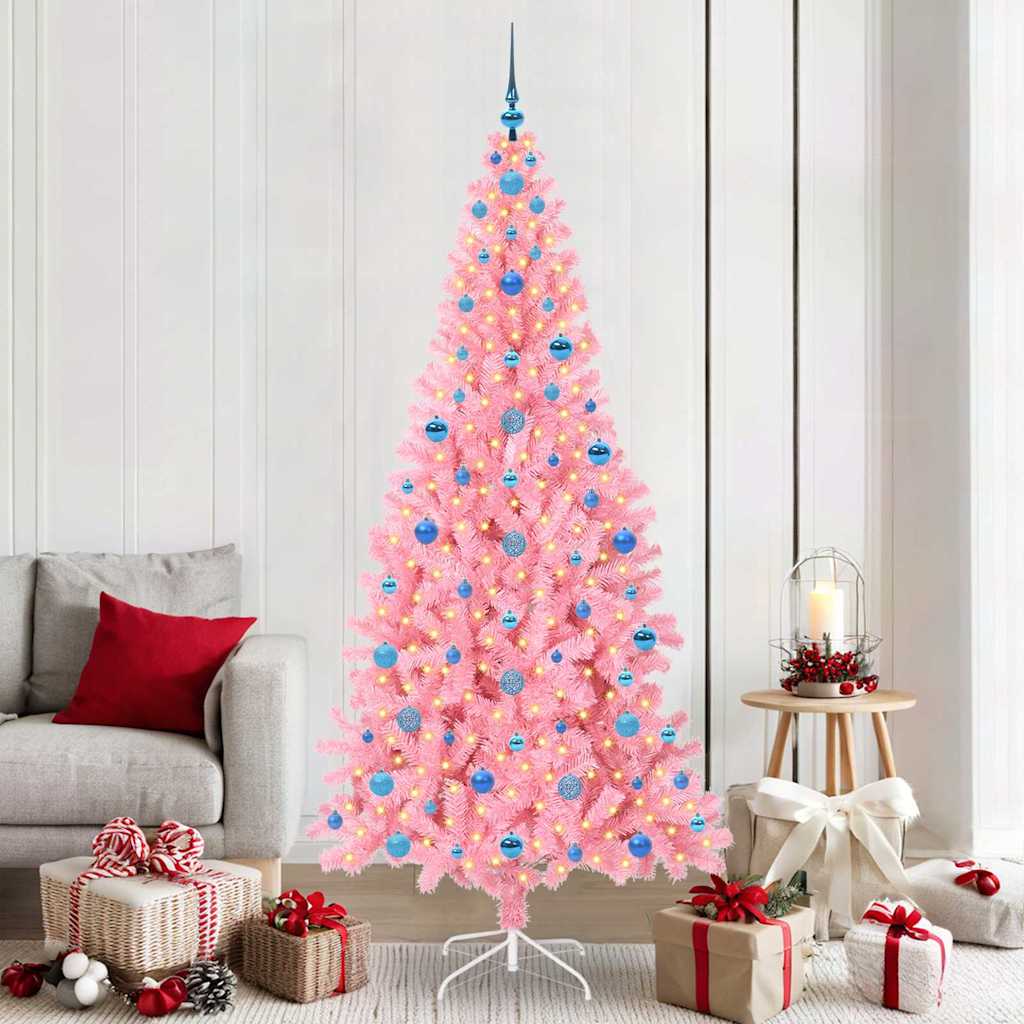 Božićno drvce s 300 LED svjetlima Ružičasta 210 cm PVC