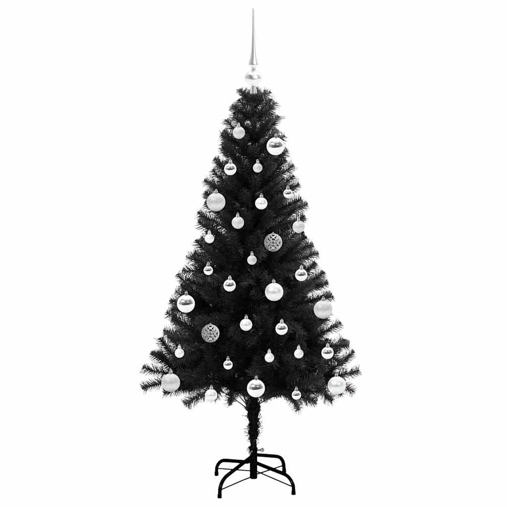 Božićno drvce s 150 LED svjetlima s stalakom Crna 150 cm PVC