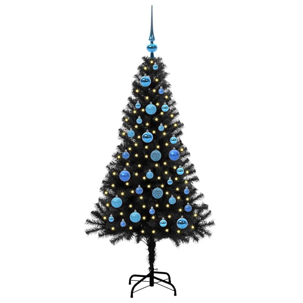 Božićno drvce s 150 LED svjetlima s stalakom Crna 150 cm PVC